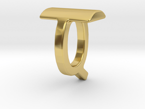 Two way letter pendant - QT TQ in Polished Brass