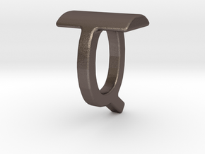 Two way letter pendant - QT TQ in Polished Bronzed Silver Steel
