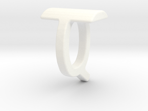 Two way letter pendant - QT TQ in White Processed Versatile Plastic