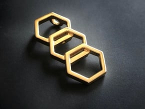 Triple Honeycomb Pendant by BeeLove in Polished Brass