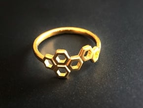 Slim Honeycomb Ring by BeeLove in 14k Gold Plated Brass: 7 / 54