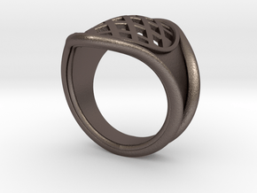 Men Steel Ring in Polished Bronzed-Silver Steel: 8 / 56.75