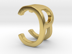 Two way letter pendant - CR RC in Polished Brass