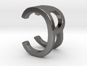 Two way letter pendant - CR RC in Polished Nickel Steel