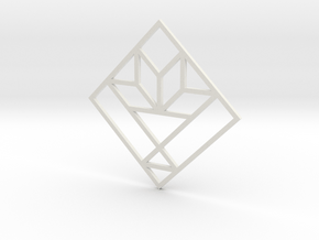 Cactus Basket Quilt Block Pendant in White Natural Versatile Plastic