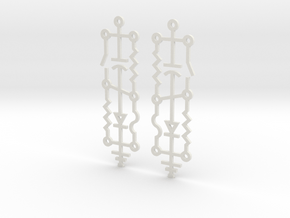 Electrical Circuit Earrings in White Natural Versatile Plastic