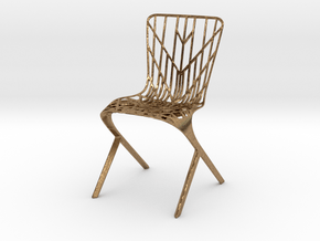 Washington Skeleton Aluminum Side Chair in Natural Brass