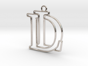 D&L Monogram Pendant in Rhodium Plated Brass