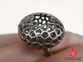Star Coral Ring sz 6 in Polished Bronzed Silver Steel