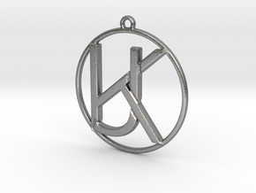 K&J Monogram Pendant in Natural Silver