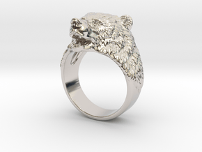 Brown Bear ring jewelry in Rhodium Plated Brass: 8 / 56.75