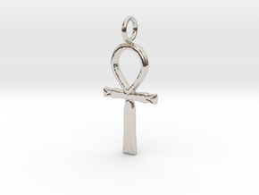 Ancient Egyptian Ankh amulet (version 2) in Rhodium Plated Brass