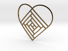 Quilt Block Log Cabin Pendant - Heart Edition in Natural Bronze