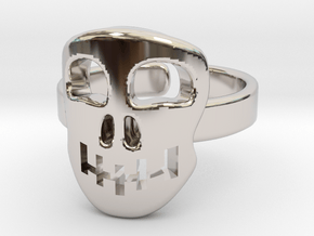 Skull mask [sizable ring] in Rhodium Plated Brass