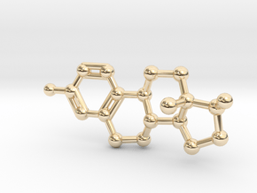 Estrogen (female sex hormone) Necklace Keychain in 14K Yellow Gold