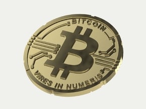 Bitcoin Coin BTC in 14K Yellow Gold