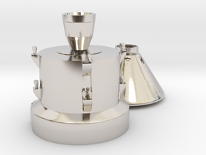 Orion capsule and booster stage in Rhodium Plated Brass