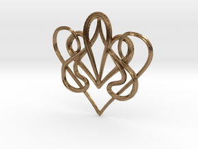 Nouveau Swirl Heart Pendant in Natural Brass