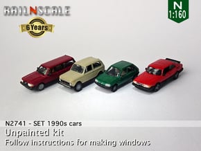 SET 1990s cars (N 1:160) in Smooth Fine Detail Plastic
