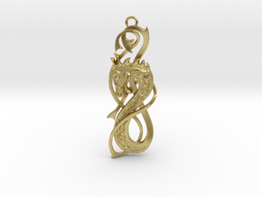 Nordic Dragon pendant in Natural Brass