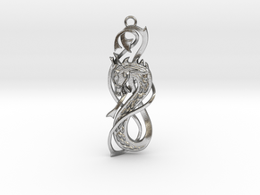 Nordic Dragon pendant in Natural Silver
