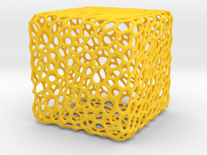 Cube Voronoi Free 3d Print Model by KTkaRAJ in Yellow Processed Versatile Plastic: Small
