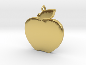 Apple-Pendant-Stl-3D-Printed-Model in Polished Brass: Medium