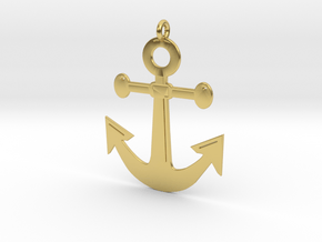 Anchor Pendant 3D Printed Model in Polished Brass: Extra Large