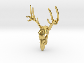 Deer Skull Bottle Opener Pendant in Polished Brass: Small