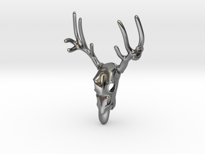 Deer Skull Bottle Opener Pendant in Polished Silver: Small