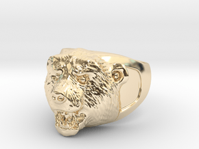 Grizzly bear ring in 14K Yellow Gold