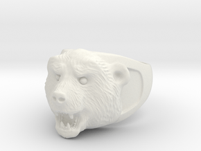 Grizzly bear ring in White Natural Versatile Plastic