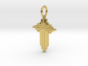 Quilter's Cross Pendant - Christian Jewelry in Polished Brass