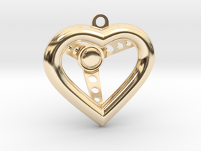 KeyChain Heart Steering Wheel in 14k Gold Plated Brass