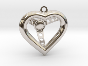 KeyChain Heart Steering Wheel in Rhodium Plated Brass