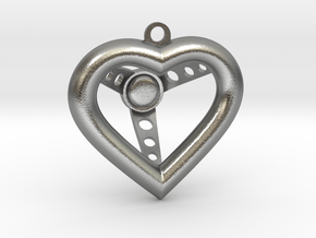 KeyChain Heart Steering Wheel in Natural Silver
