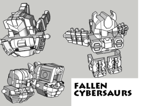 Fallen Cybersaurs (Ptero, Bronto, Stego, Tricer) in White Natural Versatile Plastic