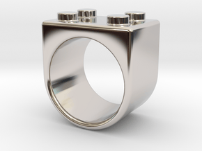 2 square ring s9.5 in Rhodium Plated Brass: 9.5 / 60.25