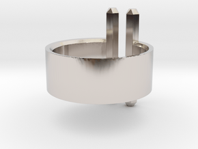 Double Rod Ring in Rhodium Plated Brass: 5 / 49