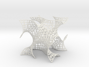 Gyroid Mesh, single cell in White Natural Versatile Plastic