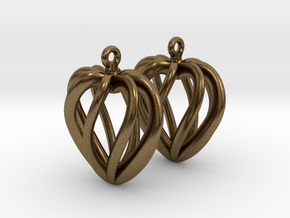 Heart Cage Earrings in Natural Bronze
