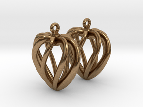 Heart Cage Earrings in Natural Brass