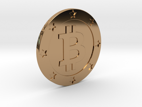 Bitcoin real coin in Polished Brass