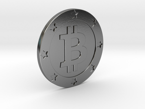 Bitcoin real coin in Polished Silver