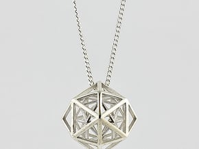Faceted Icosa Pendant in Polished Silver