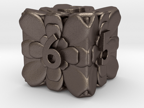 Flower Dice - Dice Custom Built For RPGs in Polished Bronzed-Silver Steel