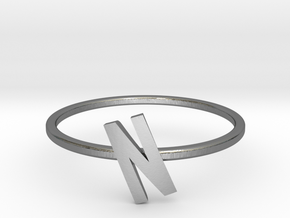 Letter N Ring in Polished Silver: 7 / 54