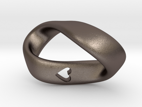 Mobius Heart D1 in Polished Bronzed-Silver Steel