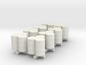 Set of 3 Oil Drums (x8) in White Natural Versatile Plastic