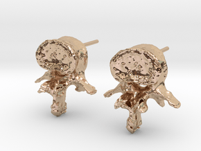 Garden Gnome's L-3 Lumbar Vertebra Earstuds in 14k Rose Gold Plated Brass